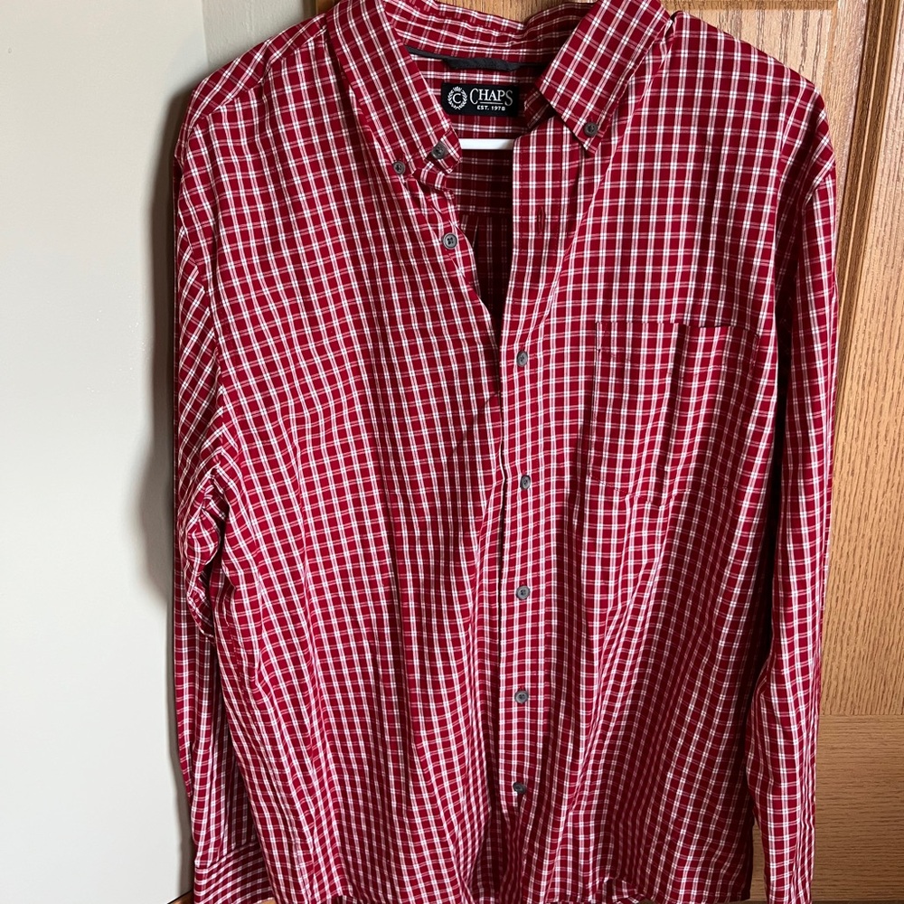 Chaps Men's Red Plaid Button Down Shirt
